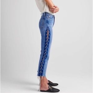 Hudson Zoeey High Rise Lace Up Straight Crop Jeans